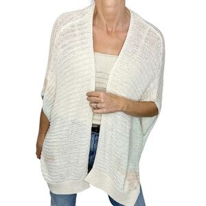 Dex oversized ivory pastel water colour boxy open front cardigan sweater S